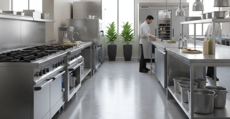 Le béton lissé est-il compatible avec une cuisine professionnelle?