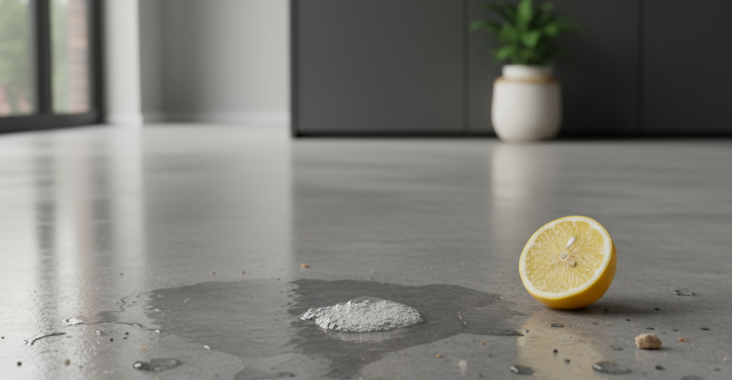 Le béton lissé est-il sensible aux acides ménagers?