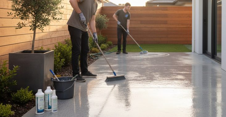 Quel entretien spécifique pour un béton lissé en extérieur?