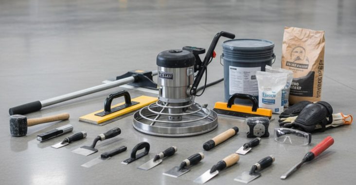 Quels sont les outils nécessaires pour la pose d'un béton lissé?