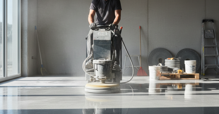 Comment se déroule la pose du béton lissé?