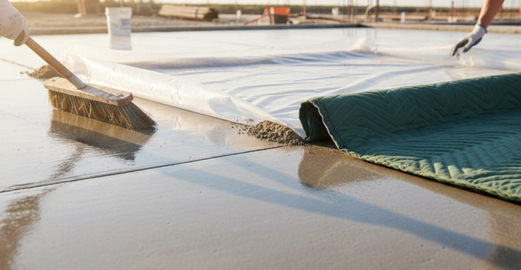 Quels types de protections appliquer après la pose du béton lissé?